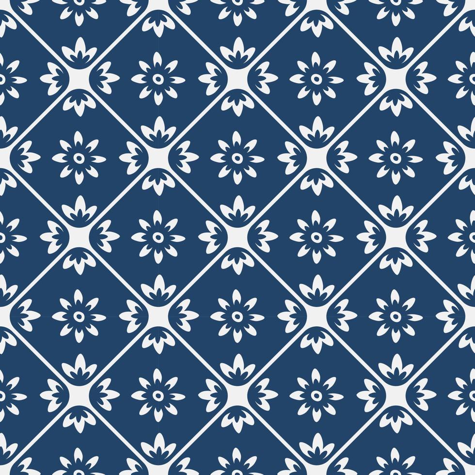 Blue and white vintage delft pattern vector