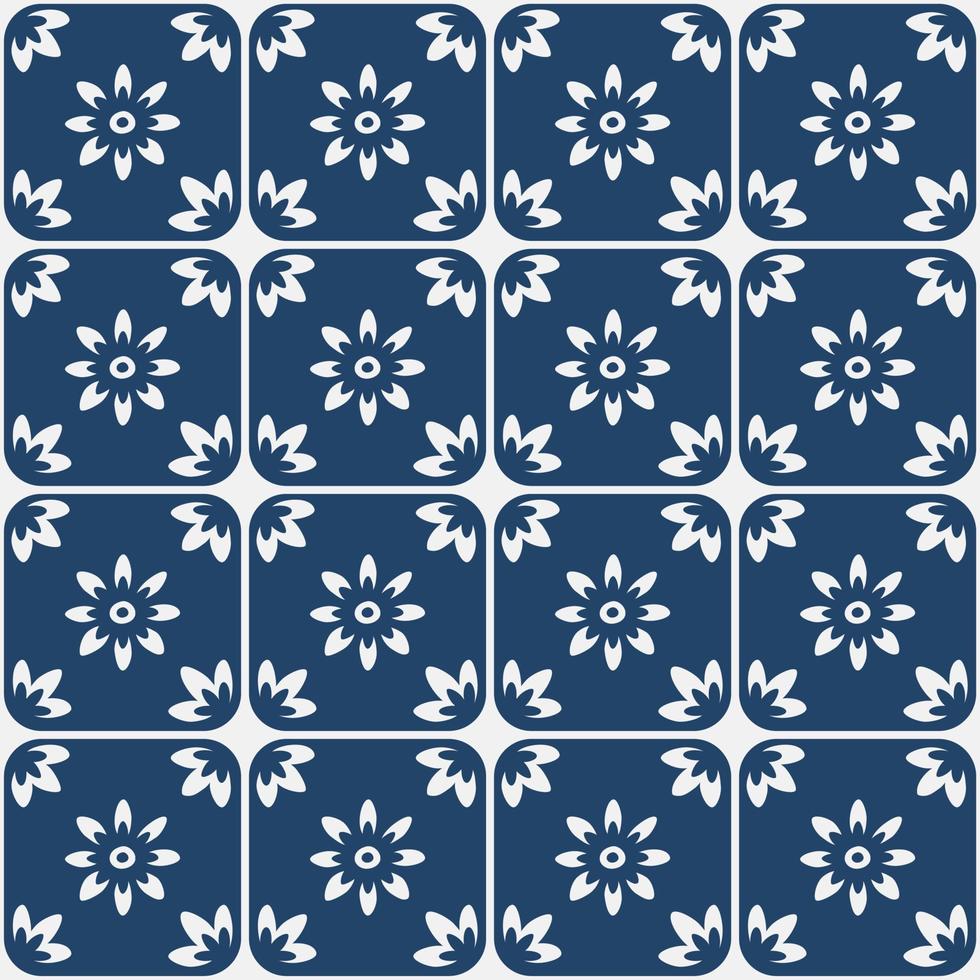 Blue and white vintage delft pattern vector