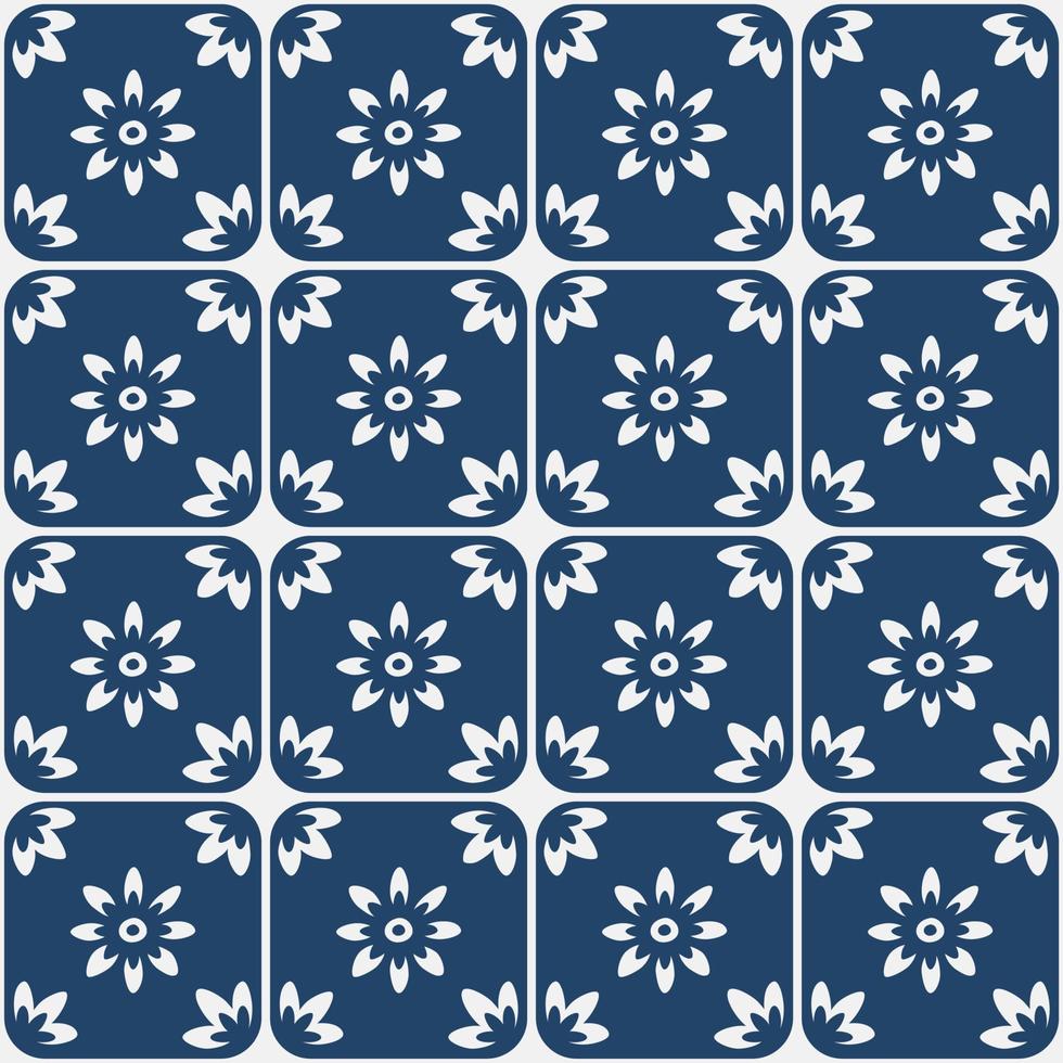 Blue and white vintage delft pattern vector