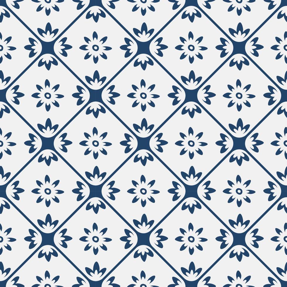 patrón de delft vintage azul y blanco vector