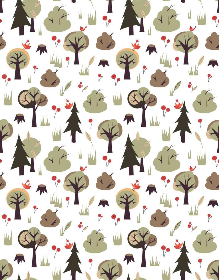 Summer forest with animals, seamless pattern vector