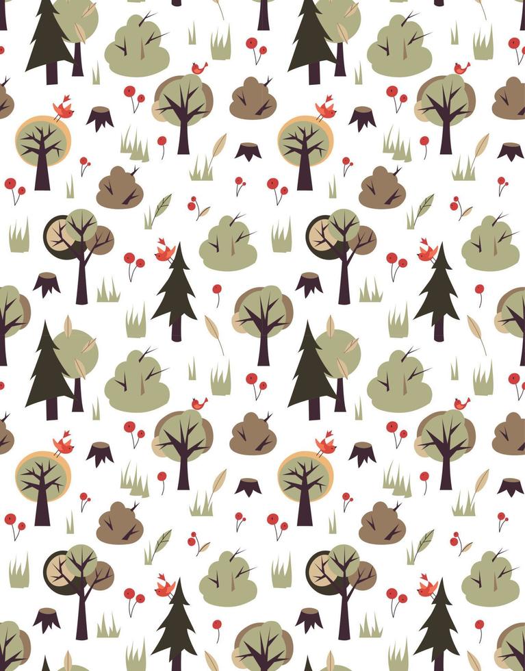 bosque de verano con animales, patrones sin fisuras vector