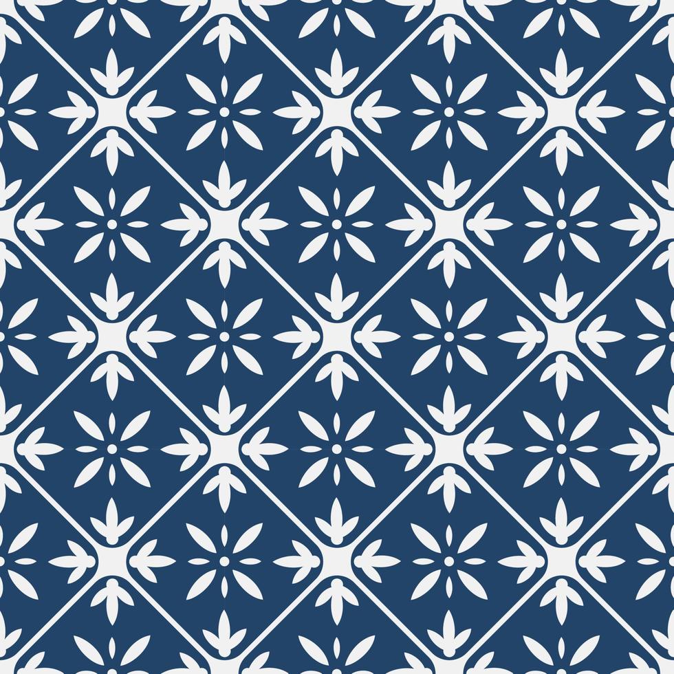 Blue and white delft pattern vector