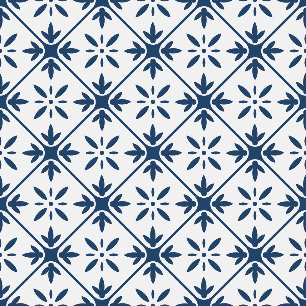Blue and white vintage delft pattern vector