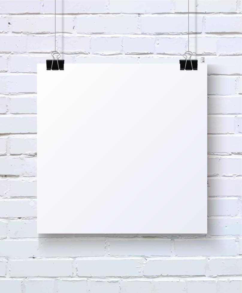 Paper on the wall square mock up vector