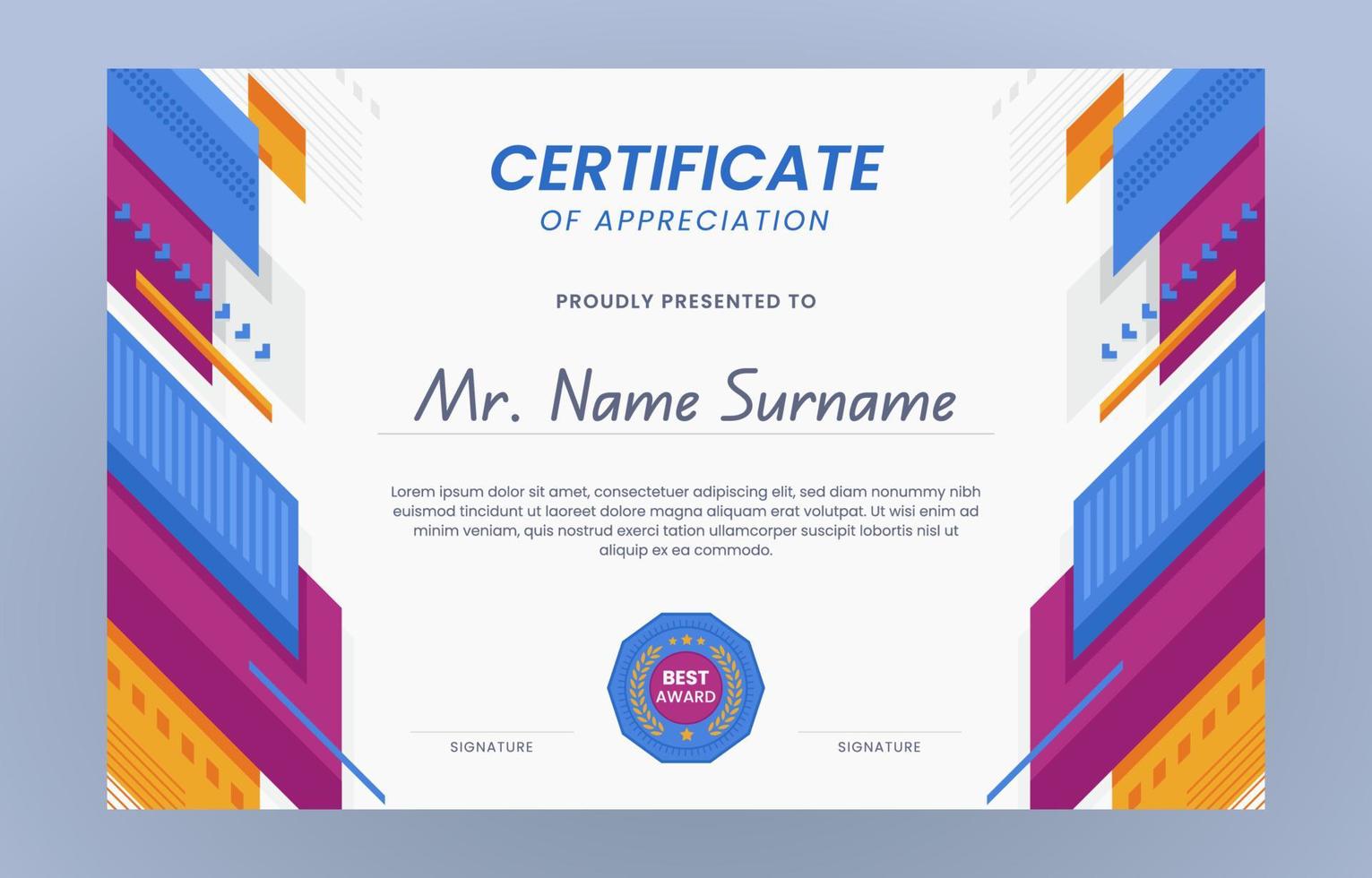 Flat Modern Certificate Concept vector