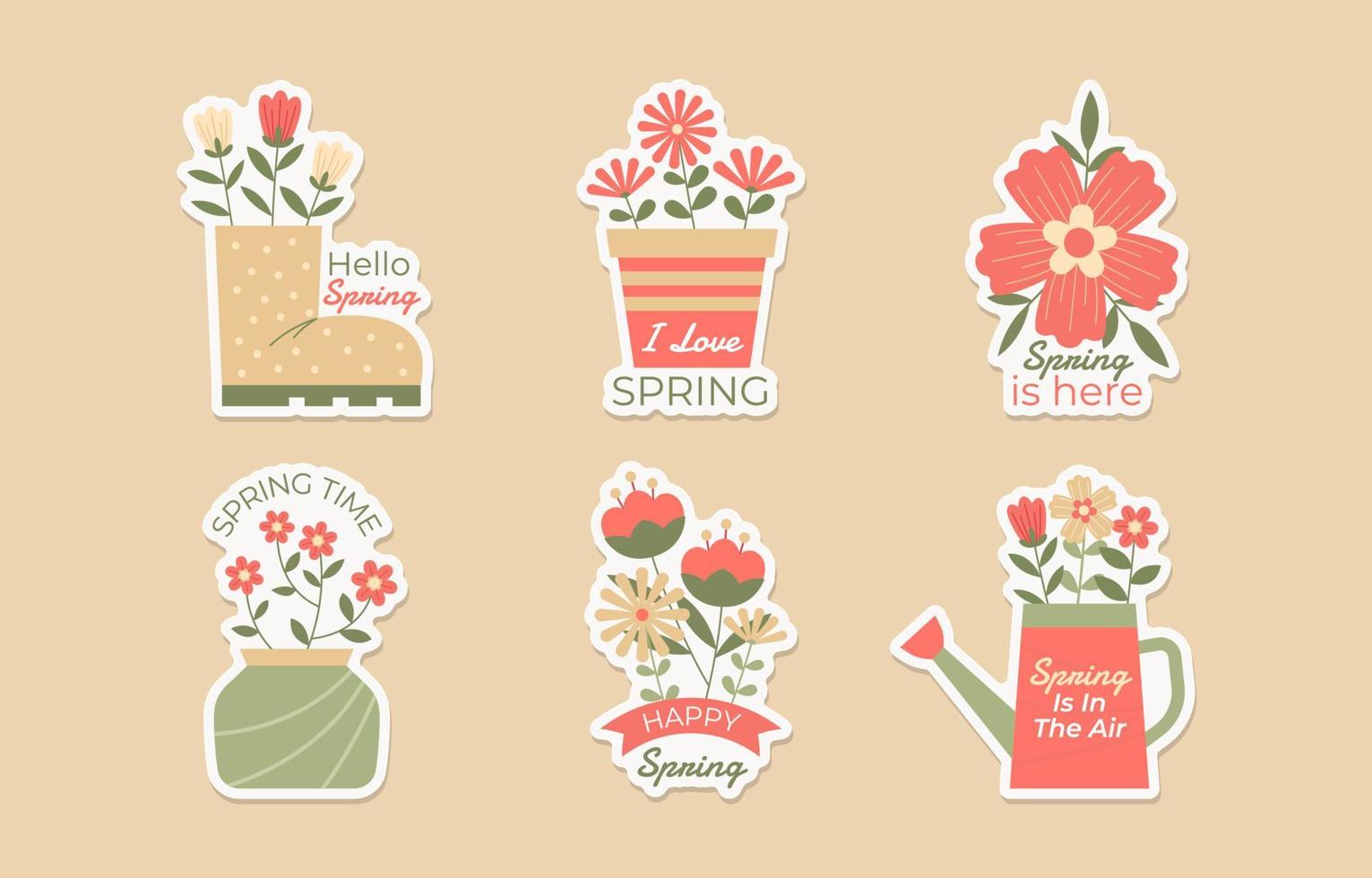 Spring Floral Stickers vector