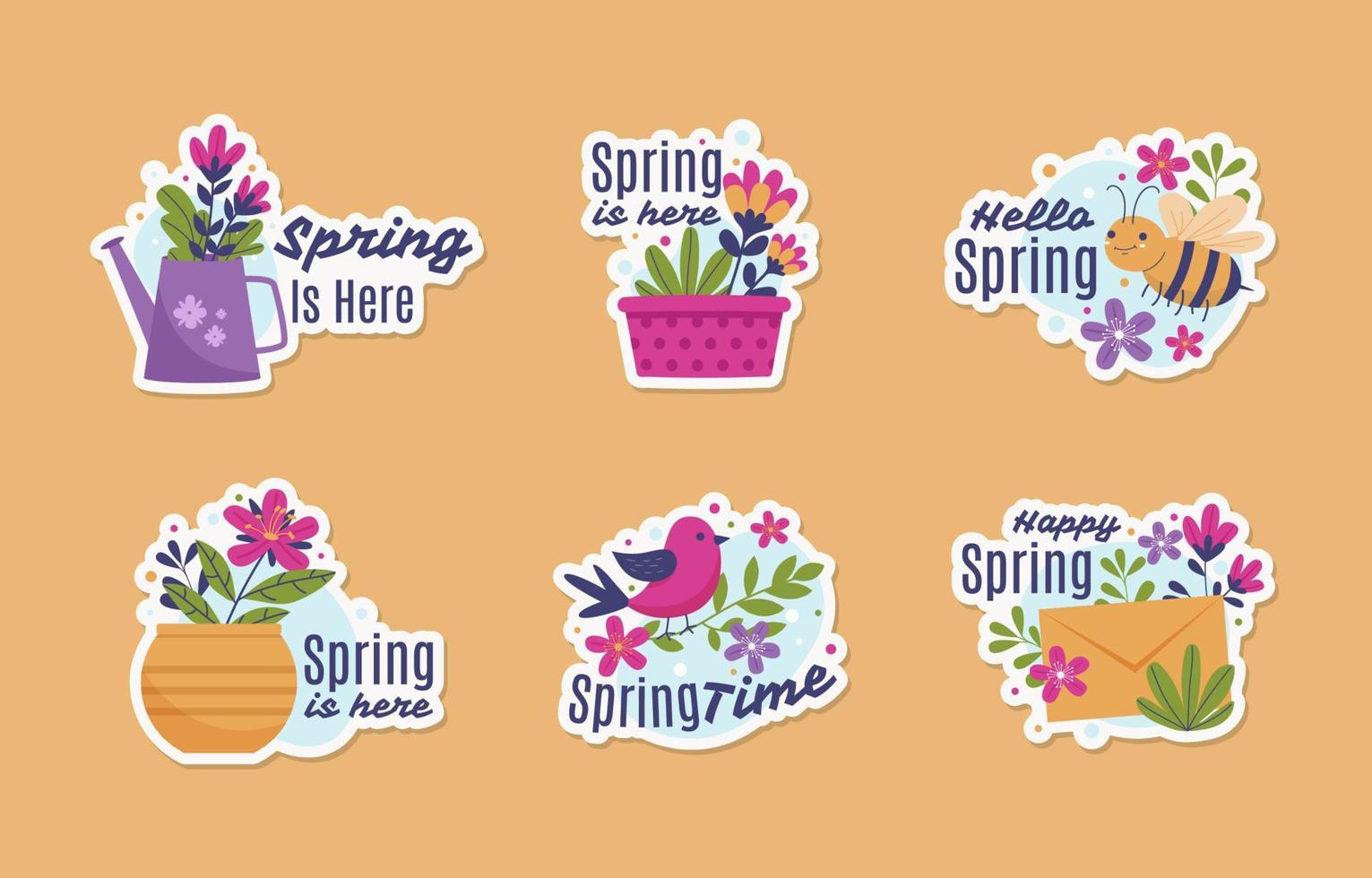 Spring Floral Stickers vector