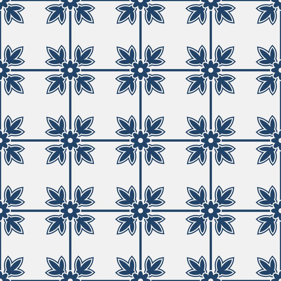 Blue and white delft pattern vector