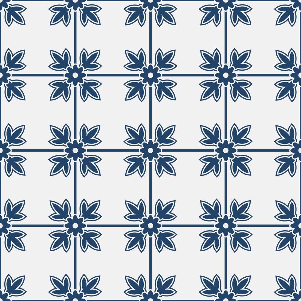 Blue and white delft pattern vector