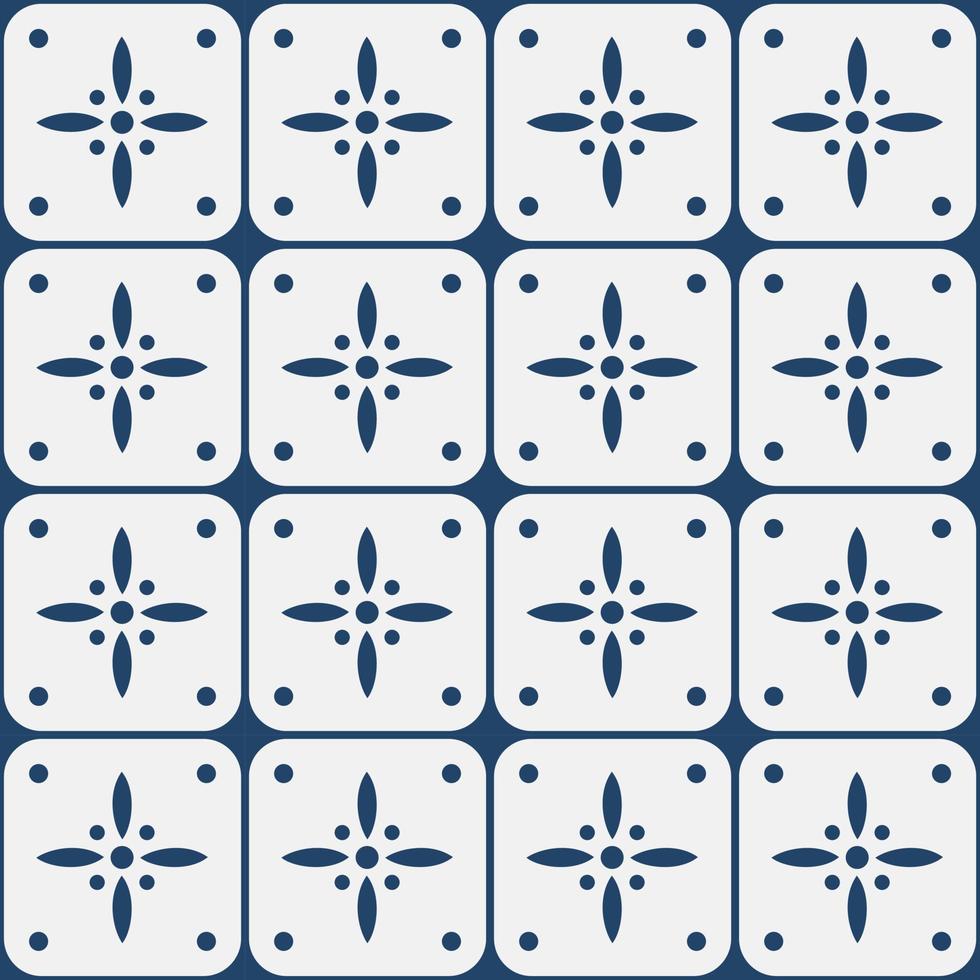 Blue and white delft pattern vector