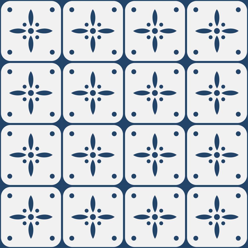 Blue and white delft pattern vector