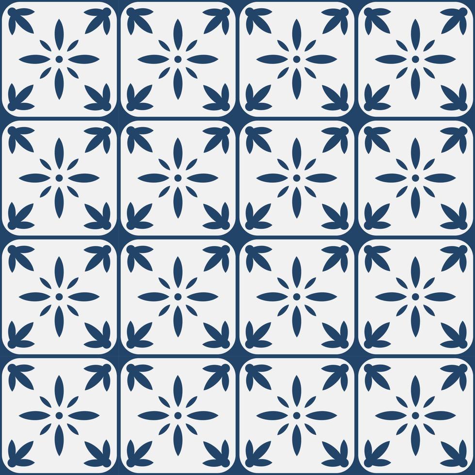 Blue and white delft pattern vector