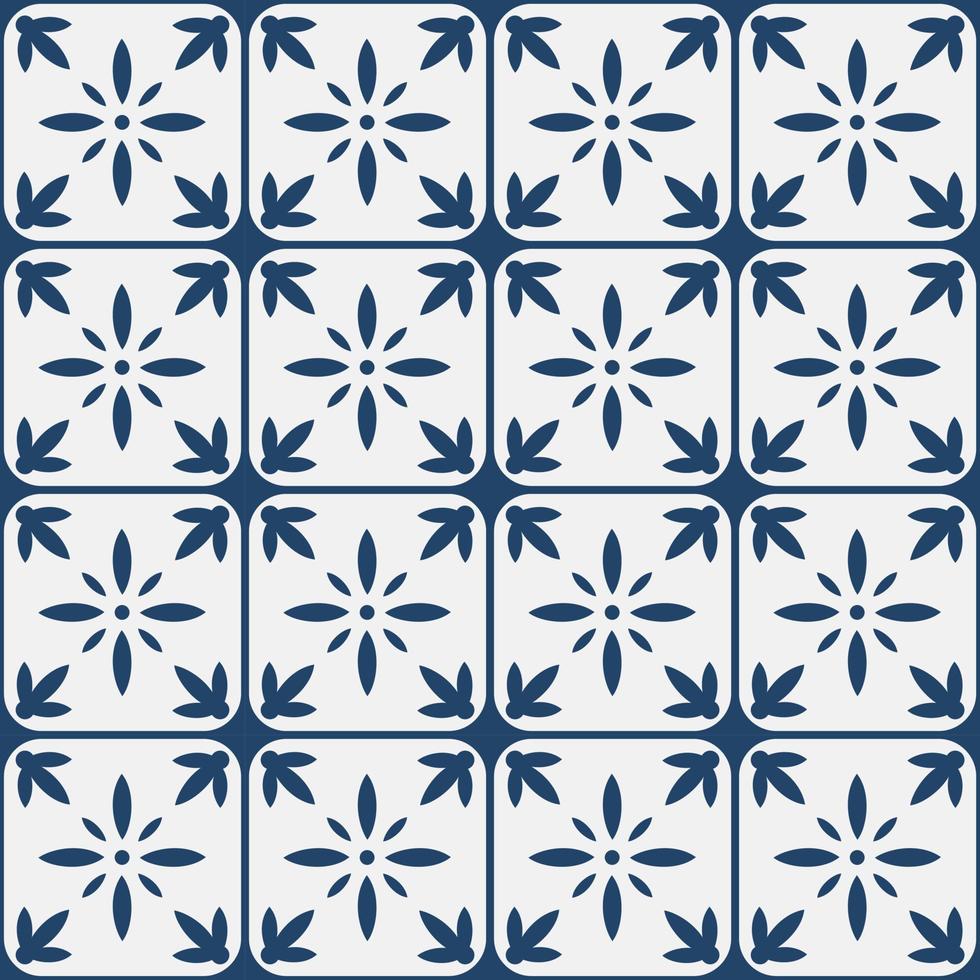 Blue and white delft pattern vector