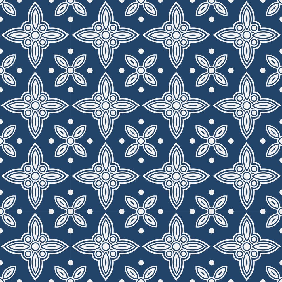 Blue and white delft pattern vector