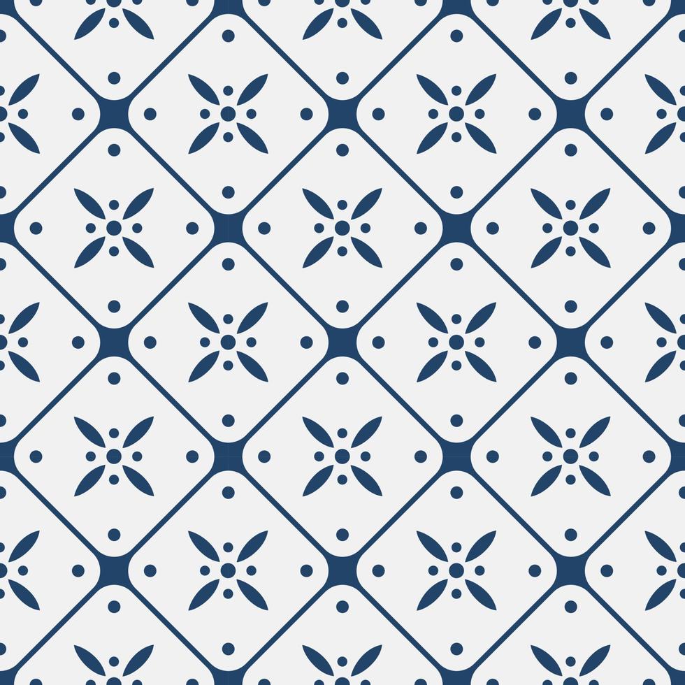 Blue and white delft pattern vector