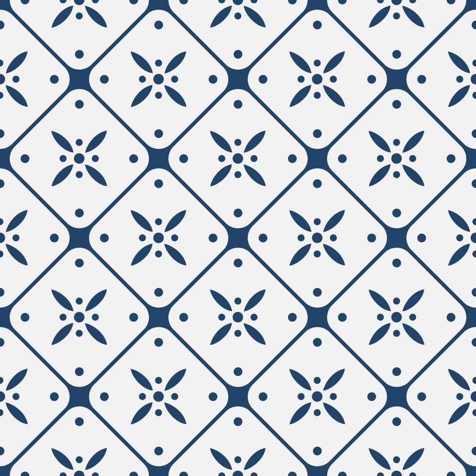 Blue and white delft pattern vector