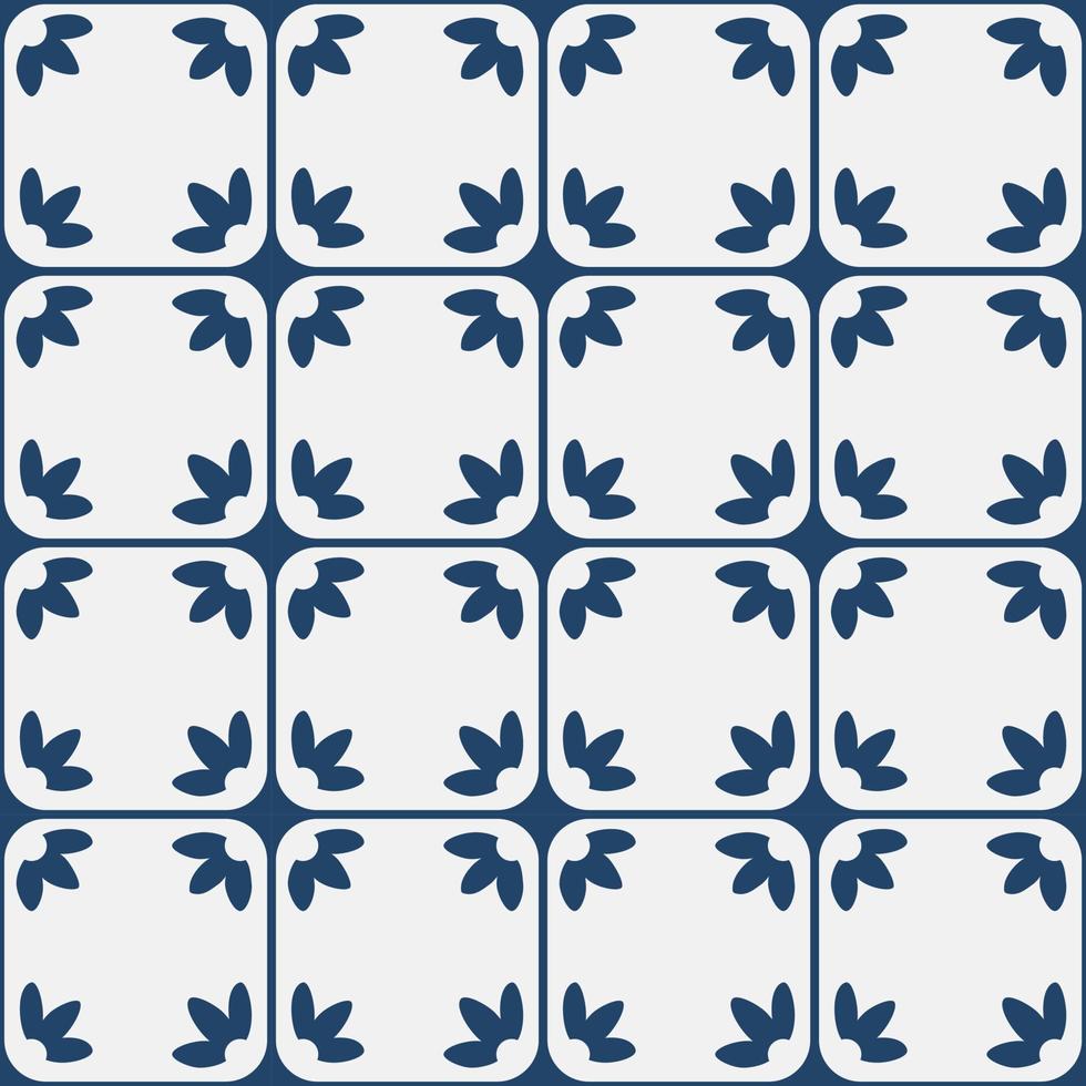 Blue and white vintage delft pattern vector