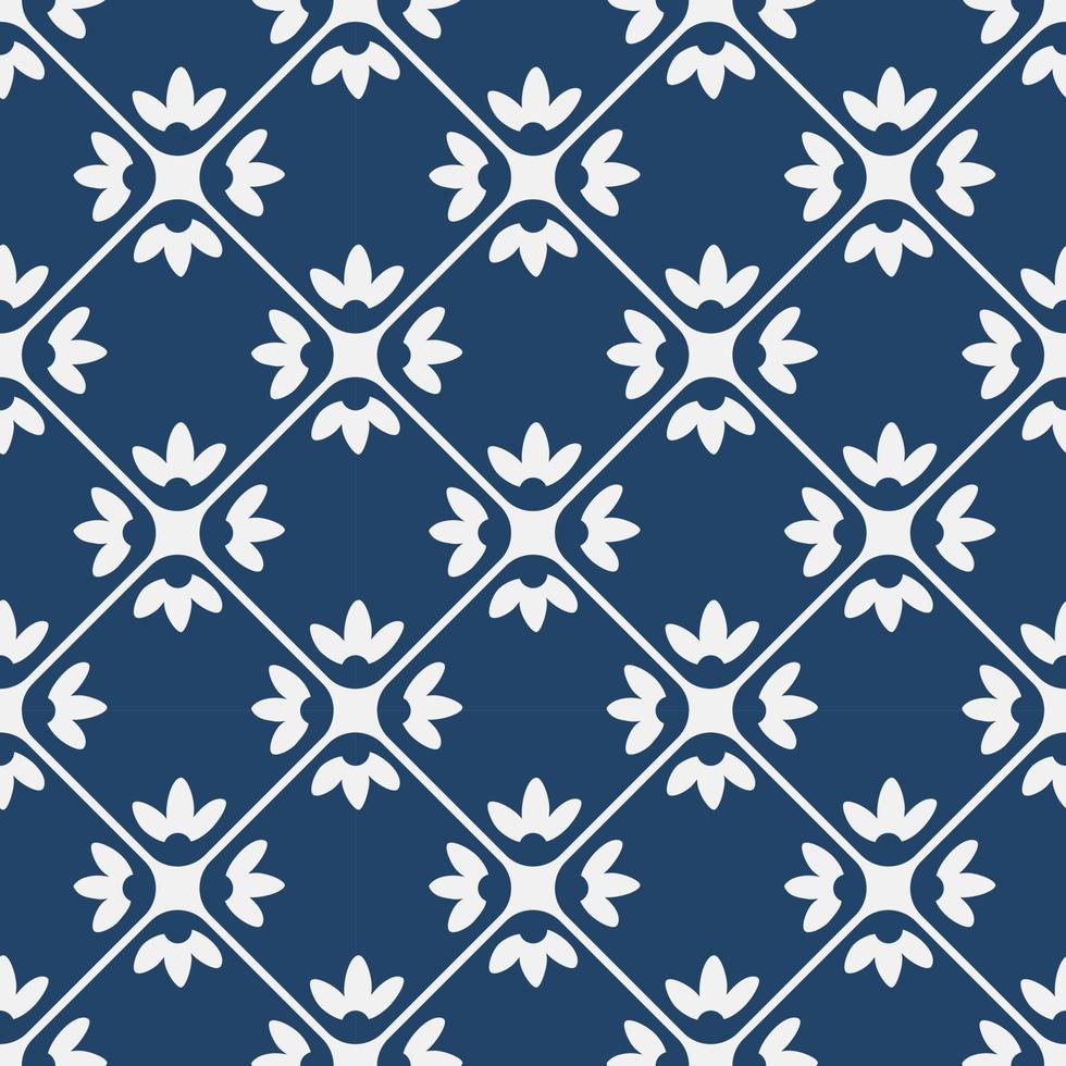 Blue and white vintage delft pattern vector
