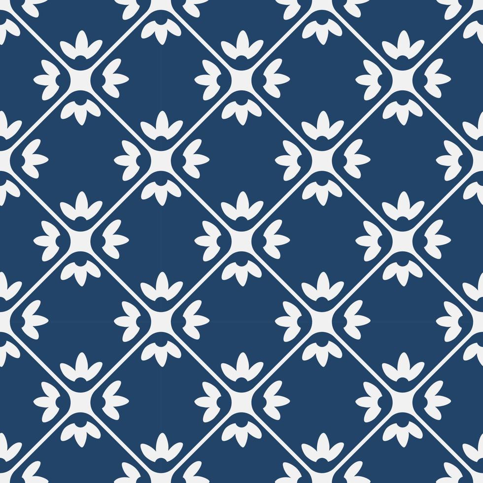 Blue and white vintage delft pattern vector