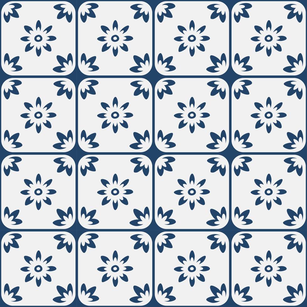 Blue and white vintage delft pattern vector