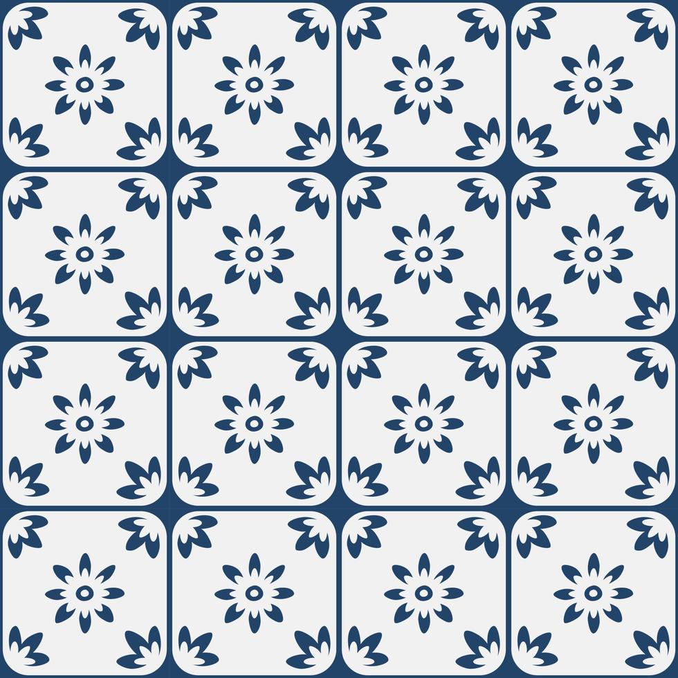 Blue and white vintage delft pattern vector