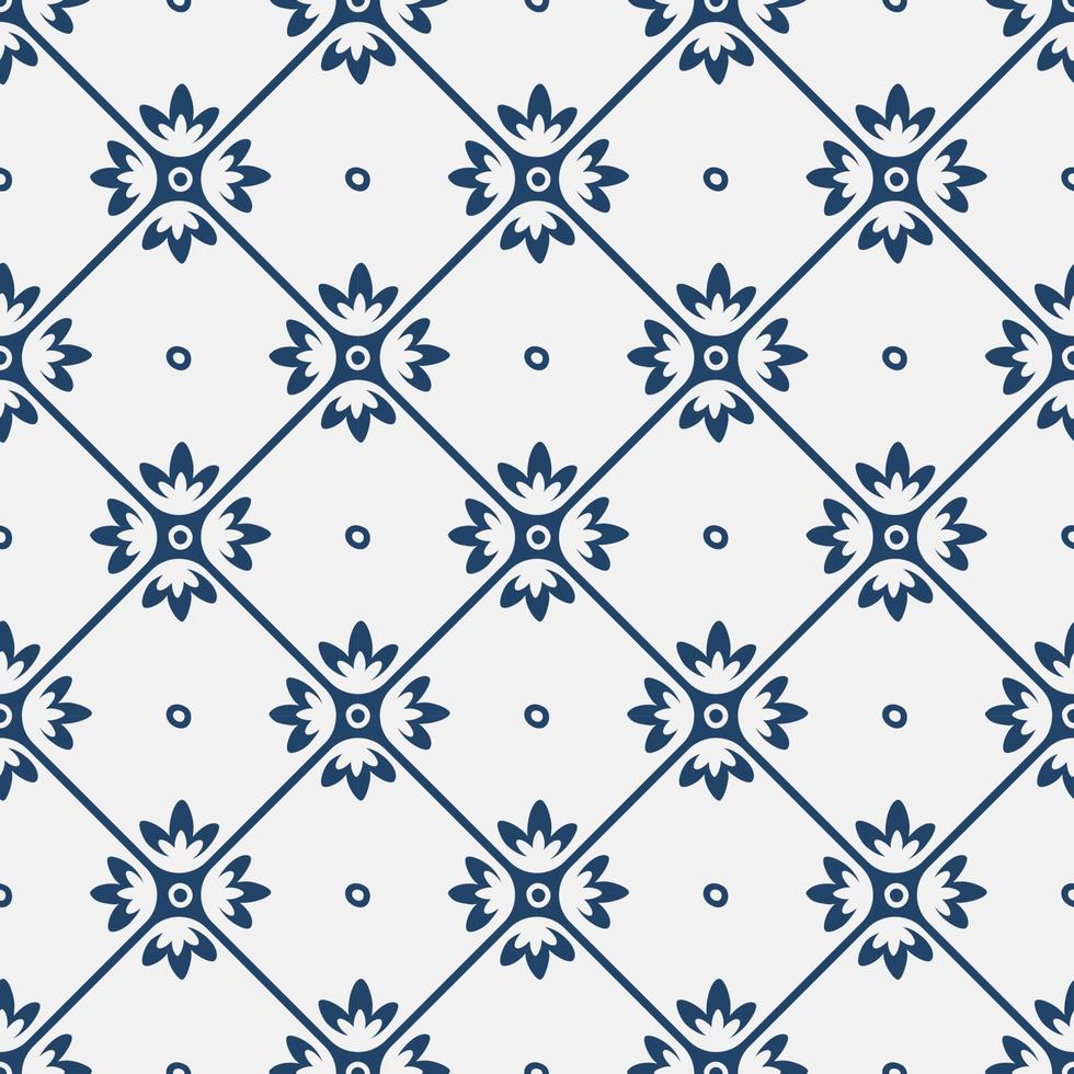 Blue and white vintage delft pattern vector