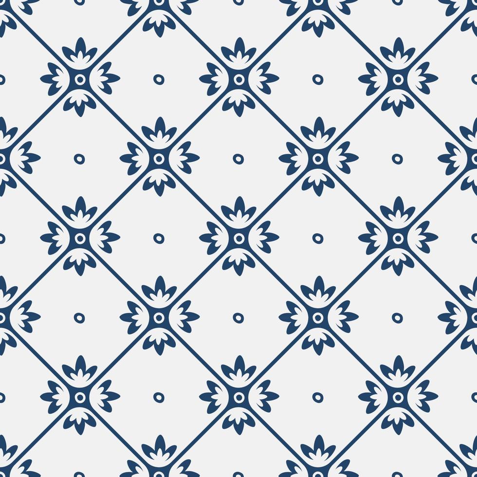 Blue and white vintage delft pattern vector