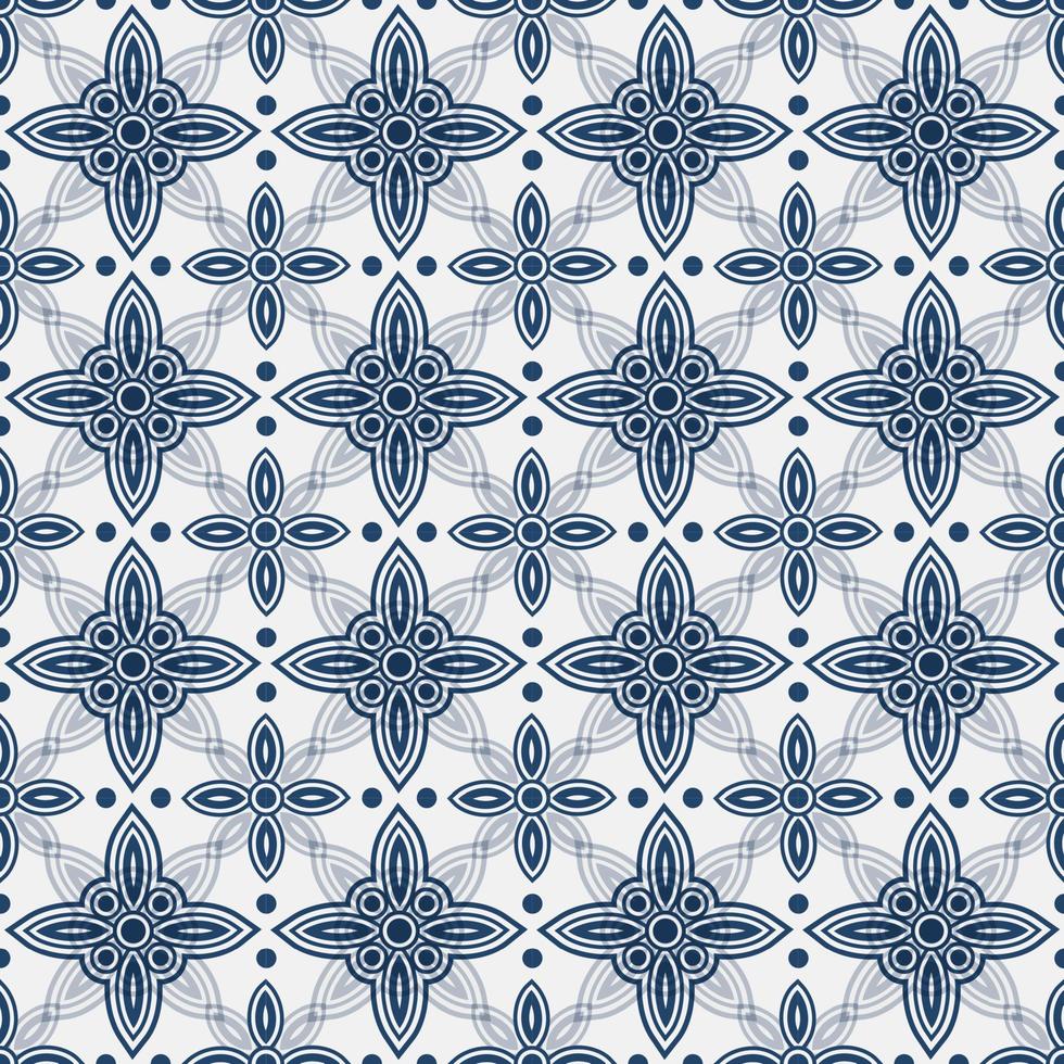 Blue and white vintage delft pattern vector