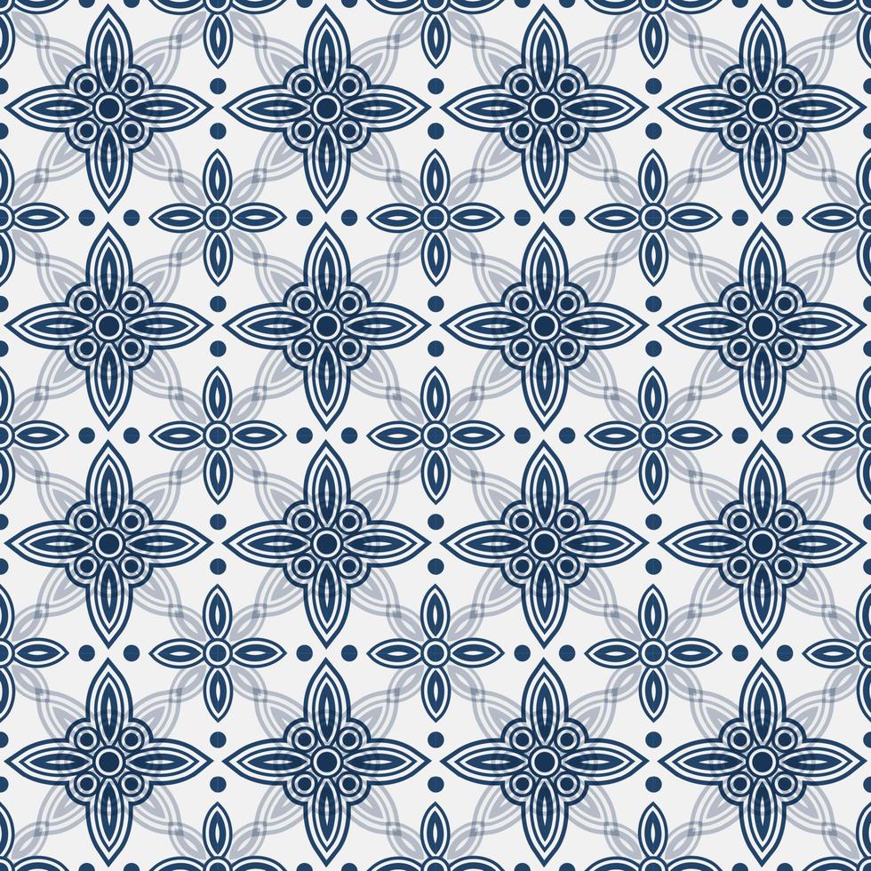 Blue and white vintage delft pattern vector