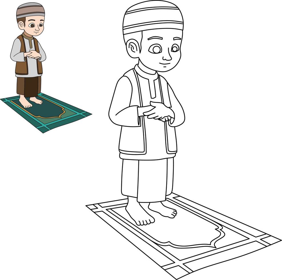 vector image of a Muslim boy praying