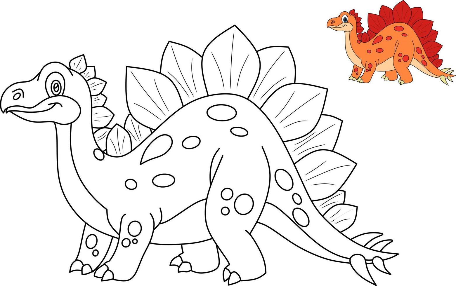 vector drawing of cartoon dinosaur, for coloring book