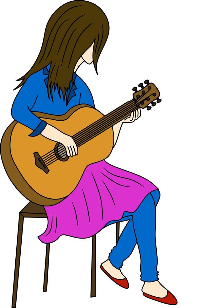vector image of woman playing guitar