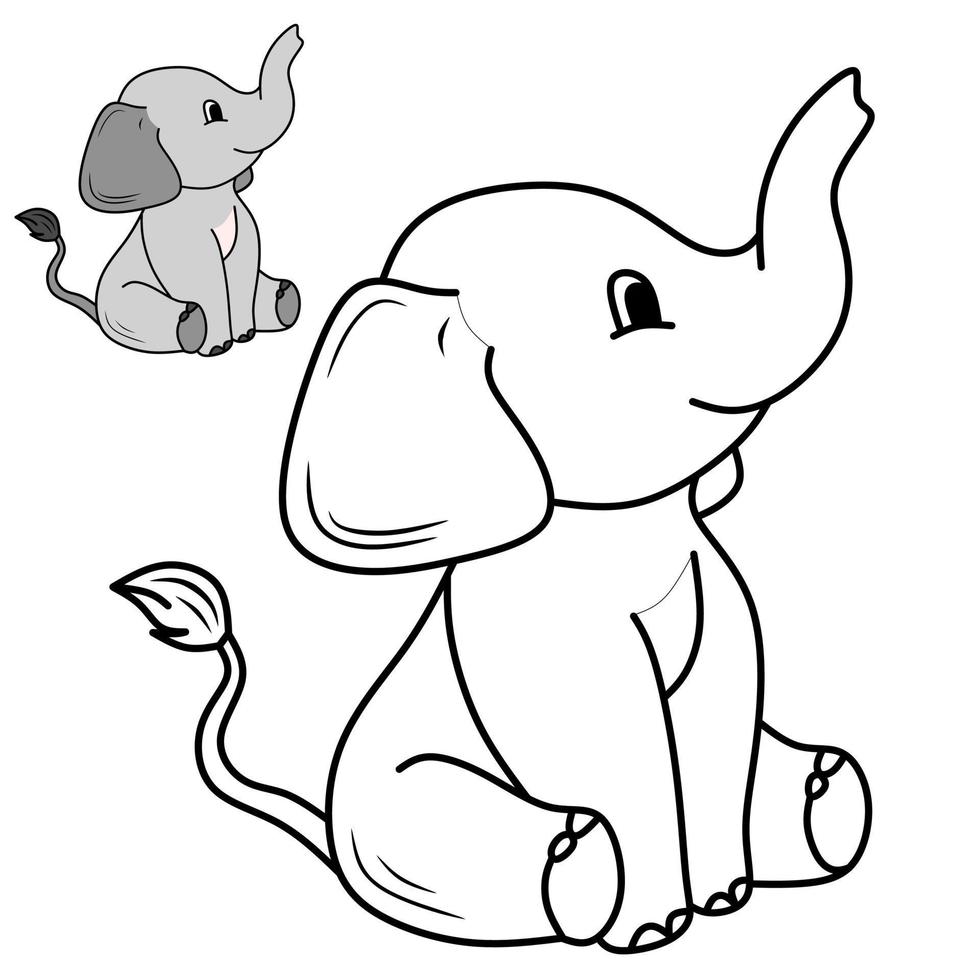 cute elephant vector image, for coloring book