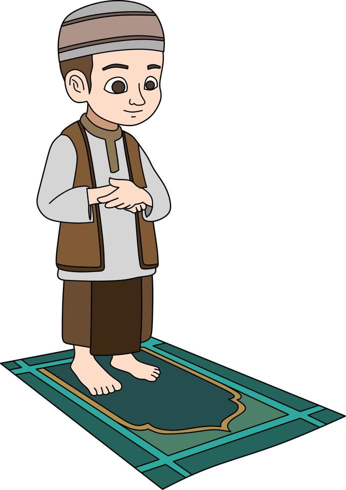 vector image of a Muslim boy praying