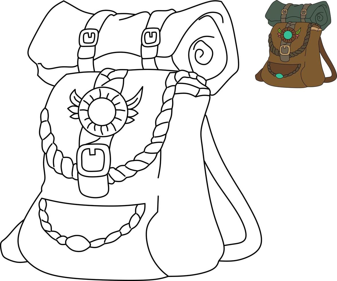 vector drawing of a backpack for a coloring book