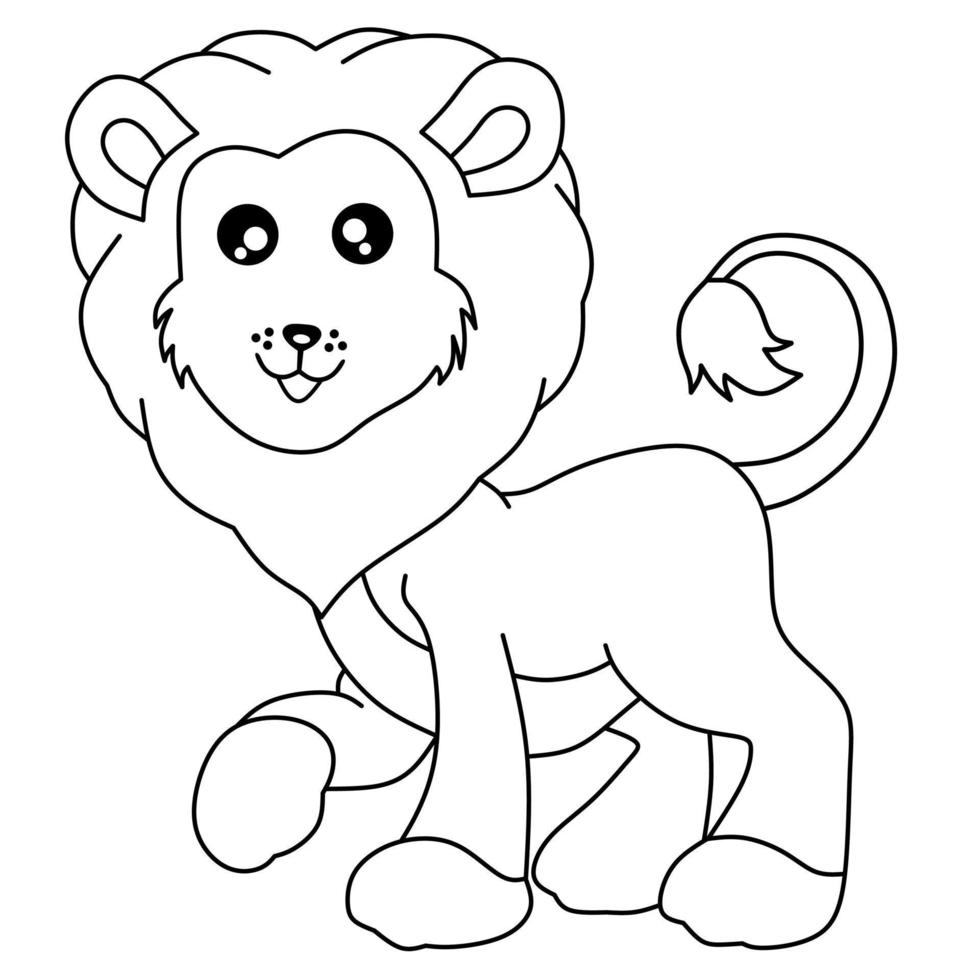 lindos dibujos de leones para colorear libro vector