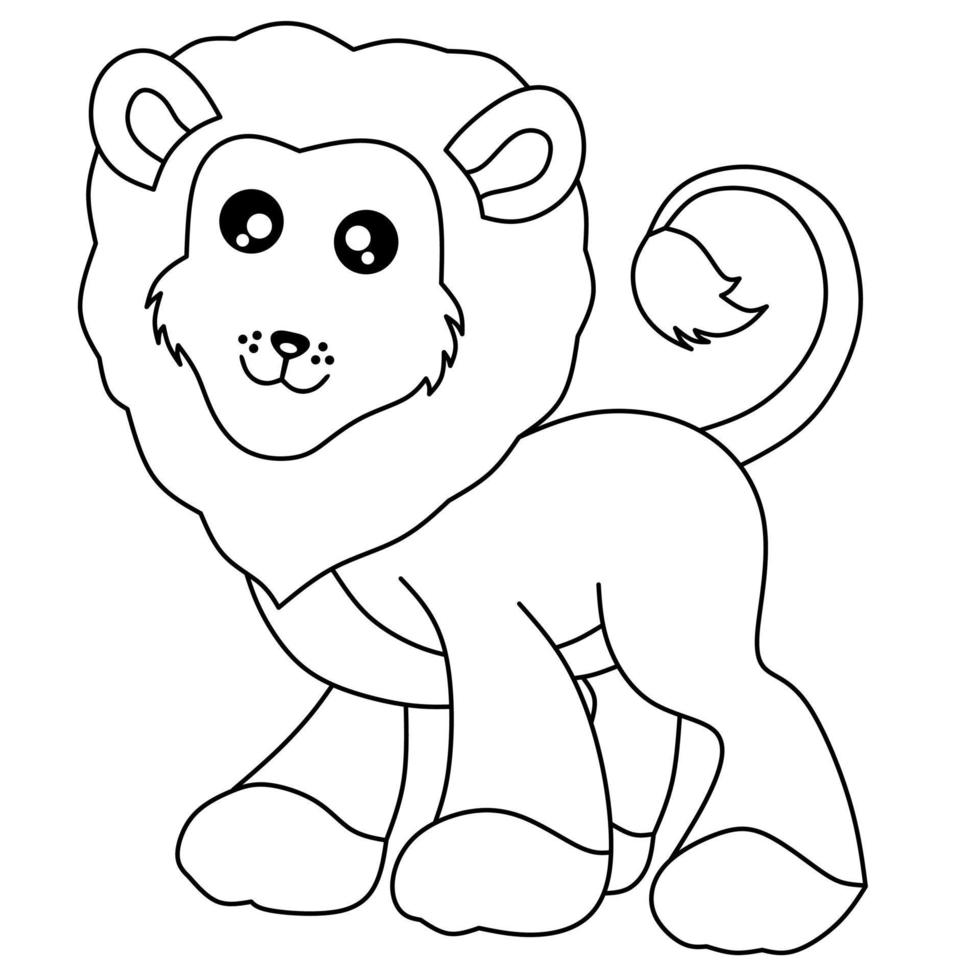 lindos dibujos de leones para colorear libro vector