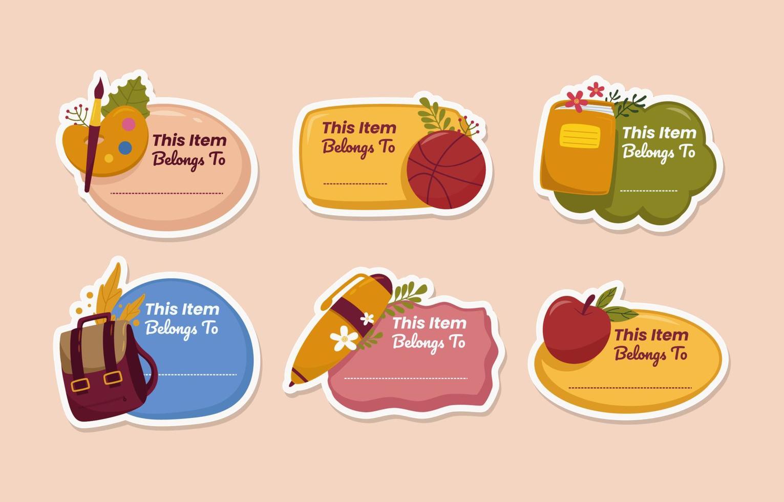 This Item Belongs to.. Sticker Set vector