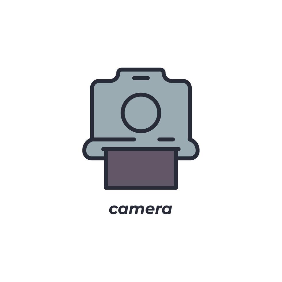 Vector sign camera symbol is isolated on a white background. icon color editable.