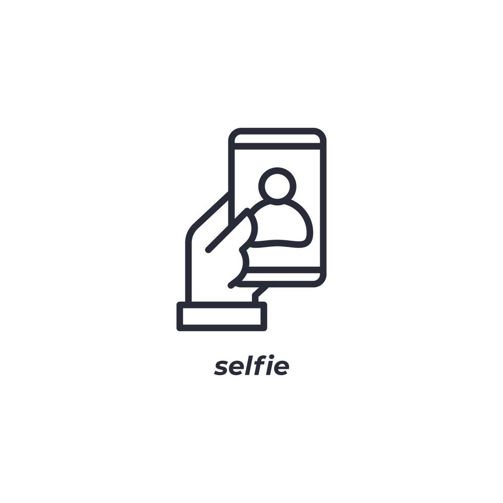 el símbolo de selfie de signo vectorial está aislado en un fondo blanco. color de icono editable. vector