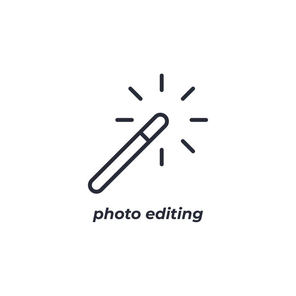 Vector sign photo editing symbol is isolated on a white background. icon color editable.