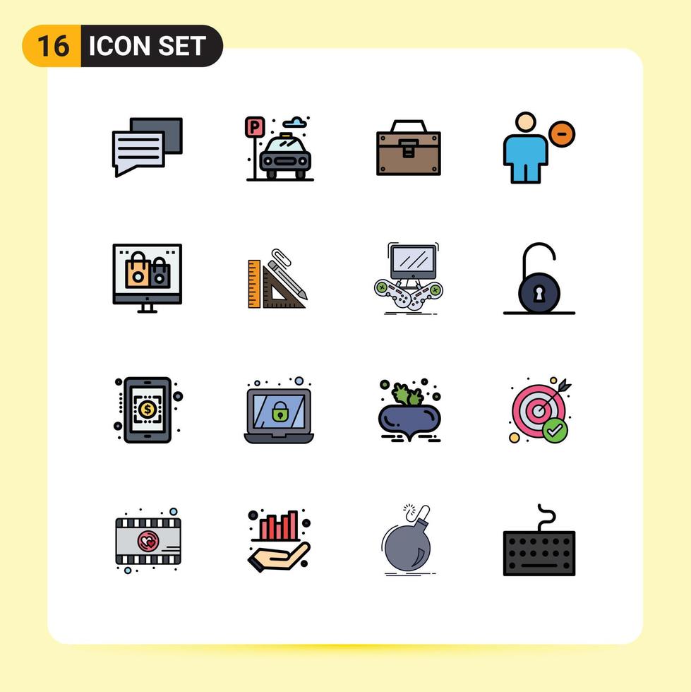 Universal Icon Symbols Group of 16 Modern Flat Color Filled Lines of box human box delete avatar Editable Creative Vector Design Elements