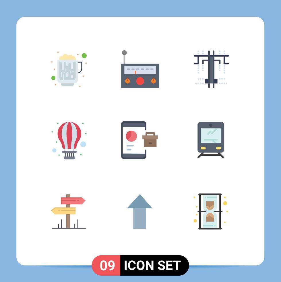 9 Creative Icons Modern Signs and Symbols of report business creative hot air balloon Editable Vector Design Elements