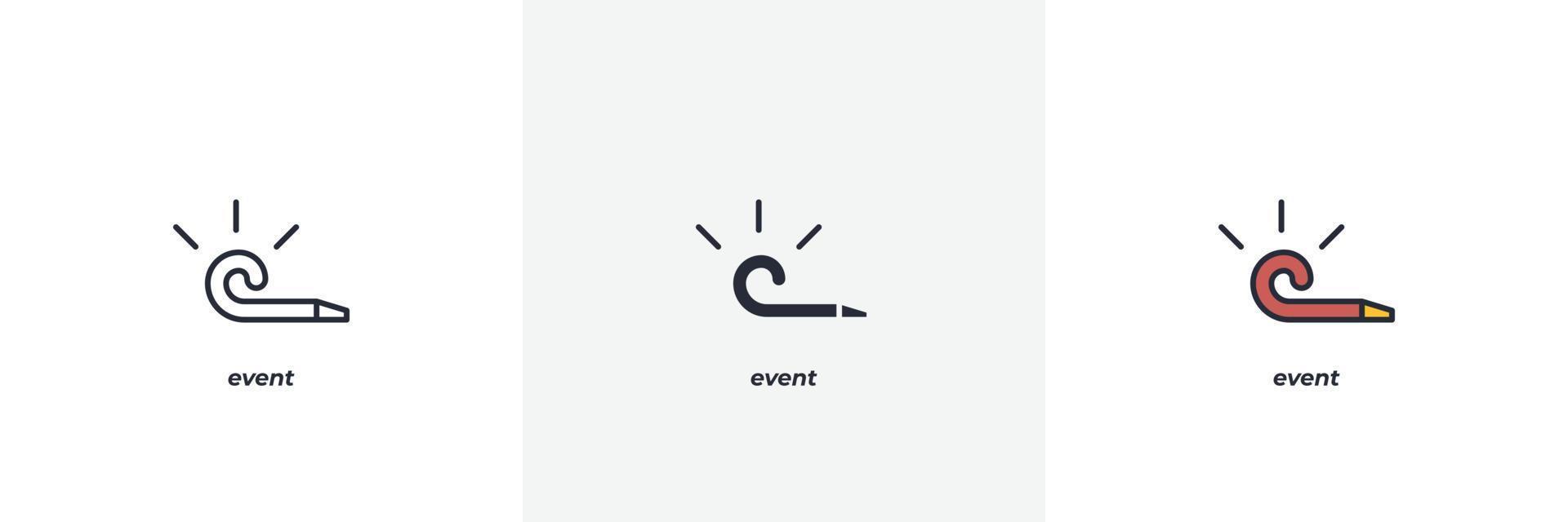 icono de evento línea, versión en color de contorno sólido y relleno, contorno y signo de vector relleno. símbolo de idea, ilustración de logotipo. gráficos vectoriales