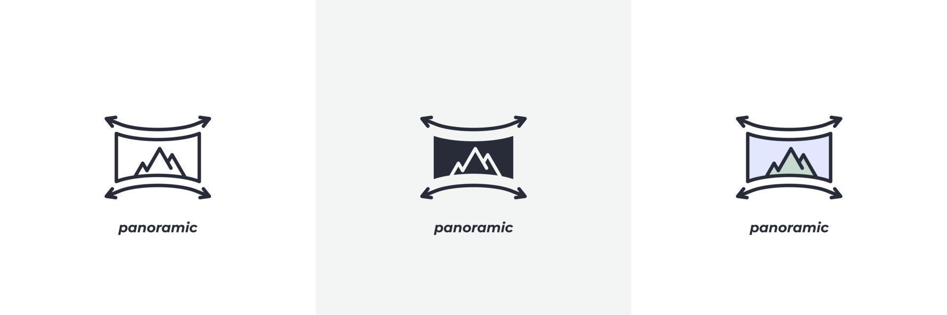 panoramic icon. Line, solid and filled outline colorful version, outline and filled vector sign. Idea Symbol, logo illustration. Vector graphics