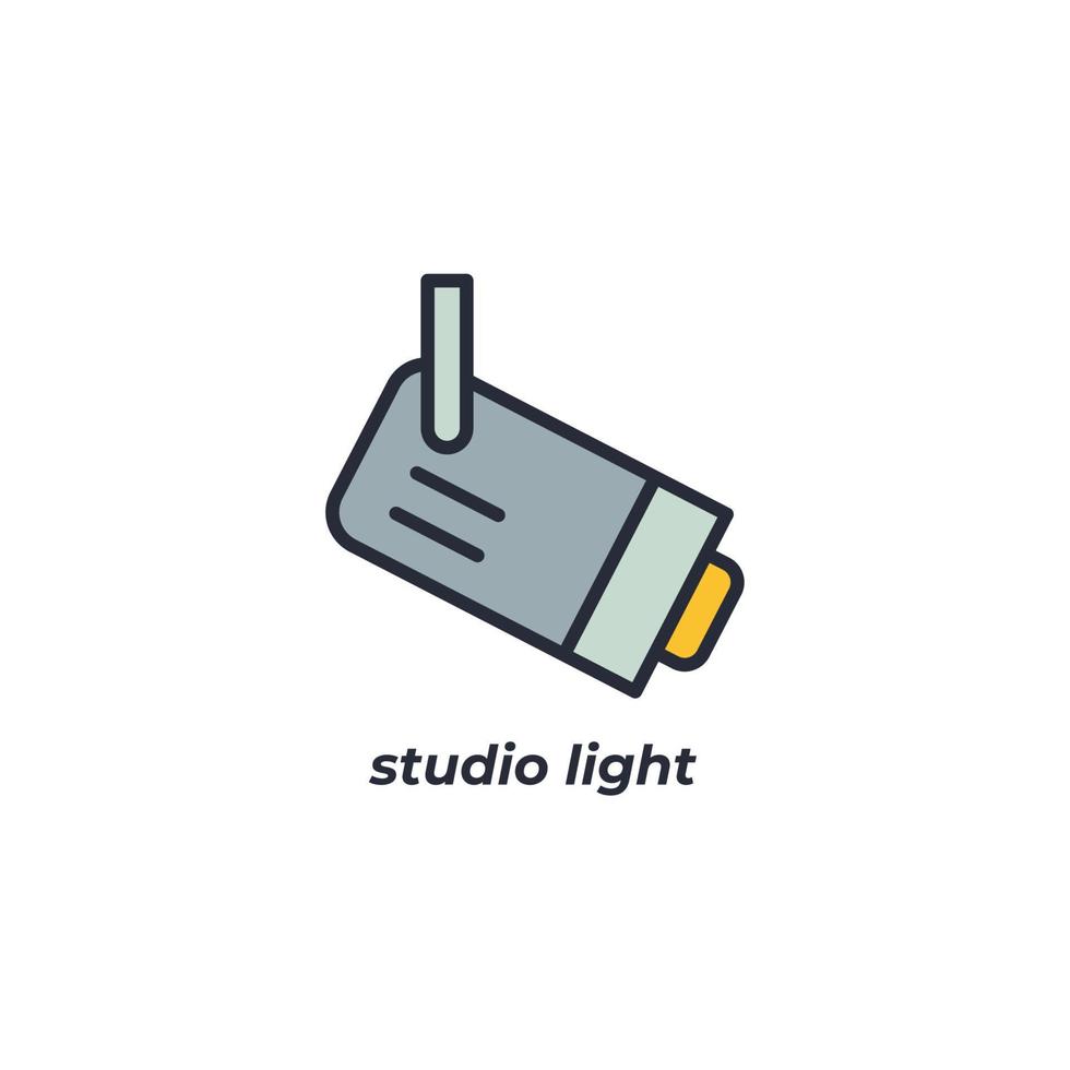 Vector sign studio light symbol is isolated on a white background. icon color editable.