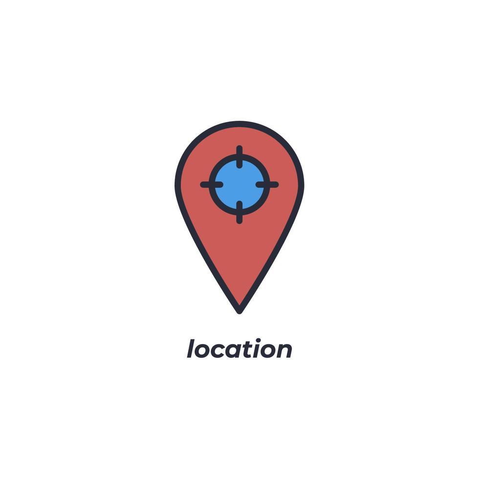 Vector sign location symbol is isolated on a white background. icon color editable.