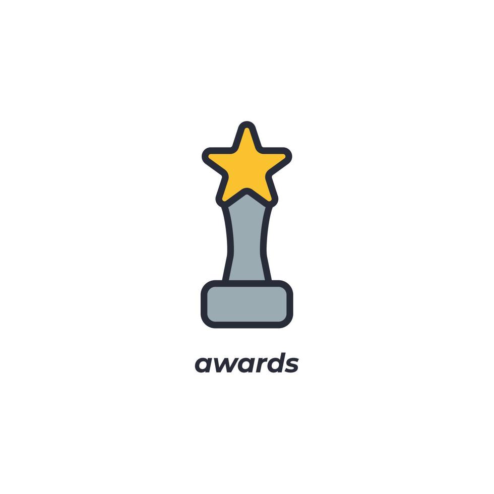 Vector sign awards symbol is isolated on a white background. icon color editable.