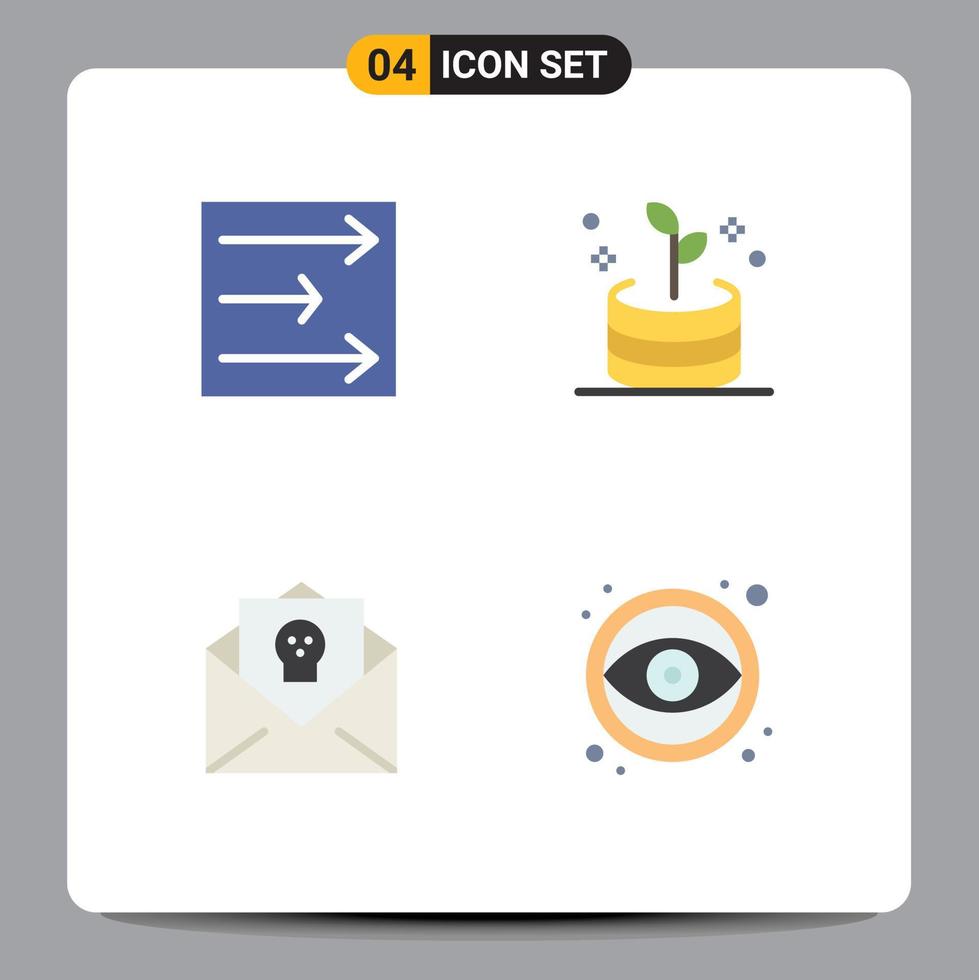 grupo de 4 iconos planos, signos y símbolos para el diseño de letras de murciélagos de negocios de vacaciones de flecha, elementos de diseño vectorial editables vector